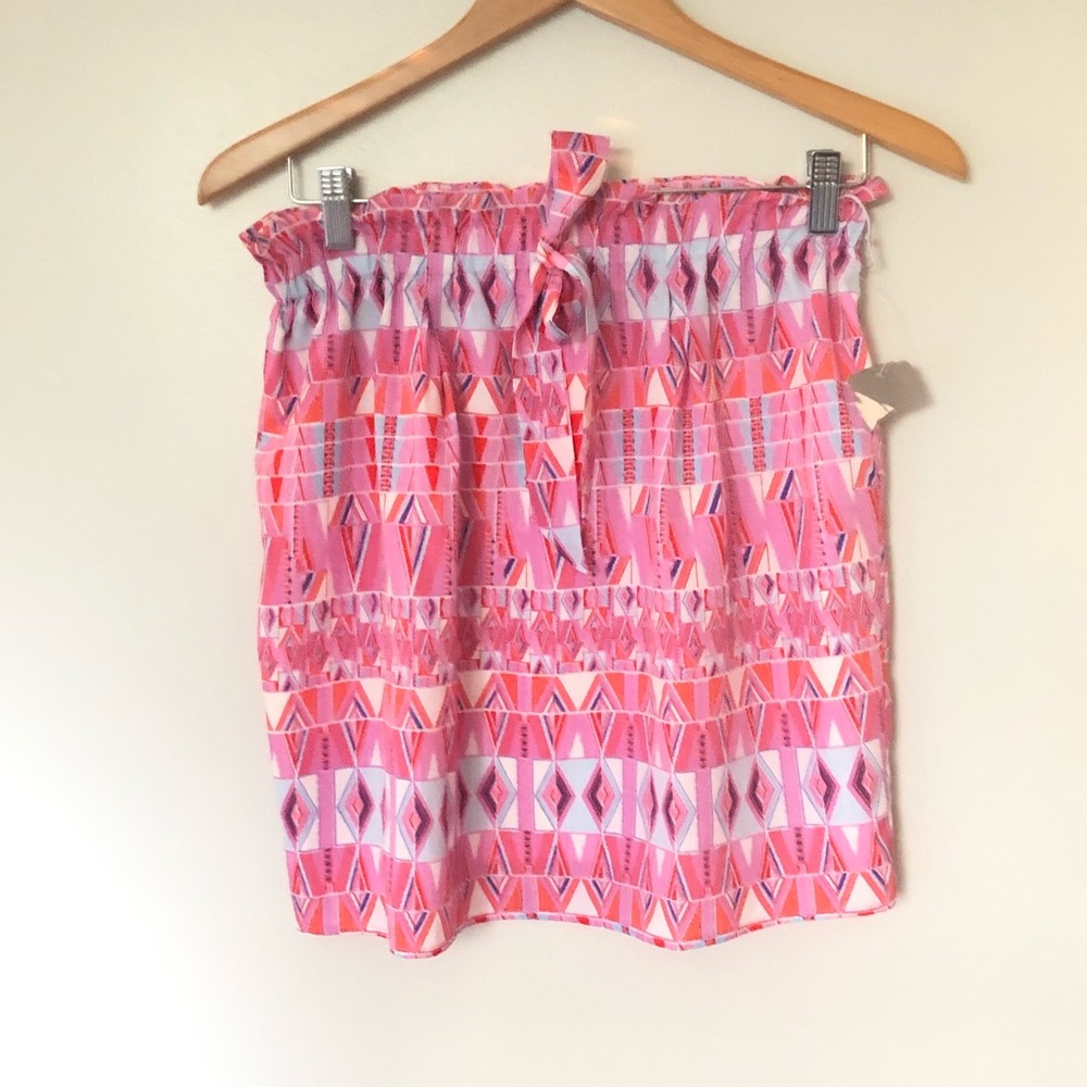 NWT FOREVER 21 Paper Bag Tie Pink Geo Skirt Small